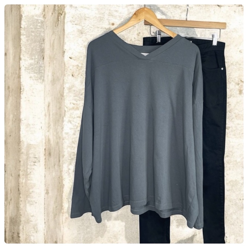 Topshop oversized gray green Cotton Top Wide sleeves size 12